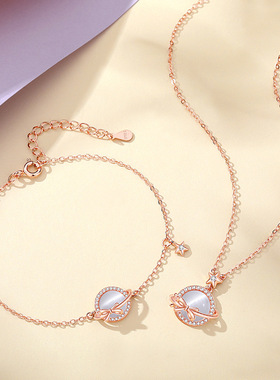 玫瑰金锁骨链925纯银吊坠女