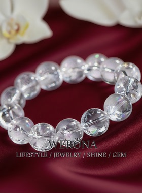 天然梵天阿塞彩虹水晶手串七夕