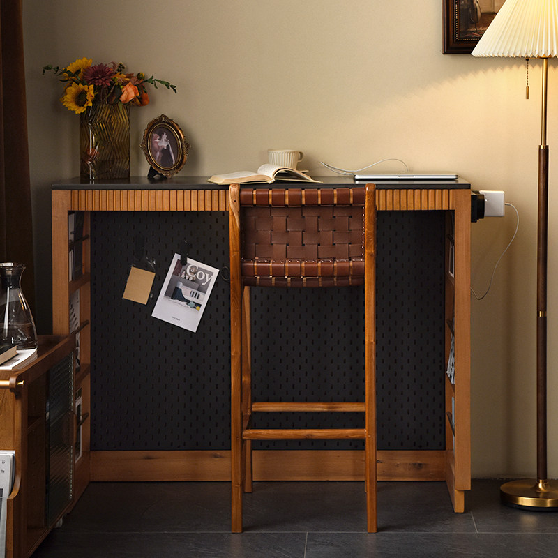 原装进口家用高脚椅复古实木牛皮吧台凳北欧岛台餐椅餐客厅阳台,淘宝优惠券,粉丝福利购,淘宝优惠卷