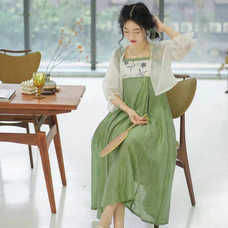 改良款汉元素宋制吊带连衣裙春夏款新中式汉服女装国风日常套装,淘宝优惠券,粉丝福利购,淘宝优惠卷