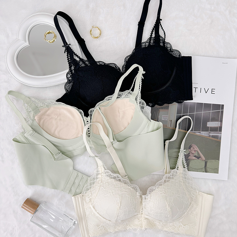 6IXTY8IGHT 68莫代尔内衣女无钢圈月牙杯性感聚拢收副乳文胸罩 - 图3