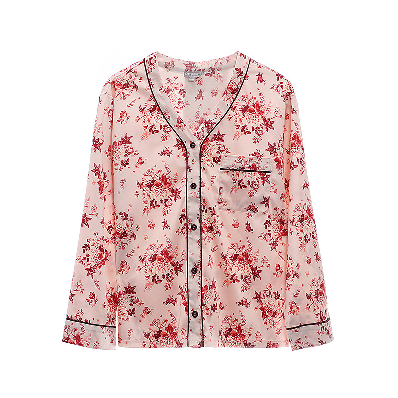 6ixty8ight 68官方甜美碎花红睡衣 6IXTY8IGHT睡衣上装