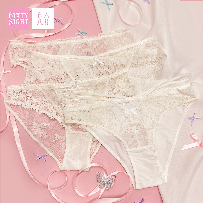 任选【189元8条】6IXTY8IGHT内裤女秋季薄款性感蕾丝纯棉裆三角裤