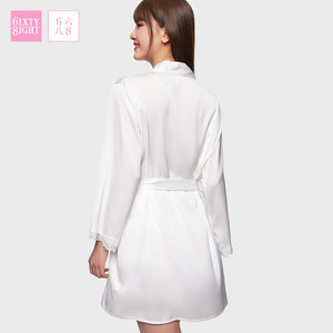 6IXTY8IGHT 68缎面睡袍女睡衣晨袍高级感性感春夏薄款浴袍HW09274