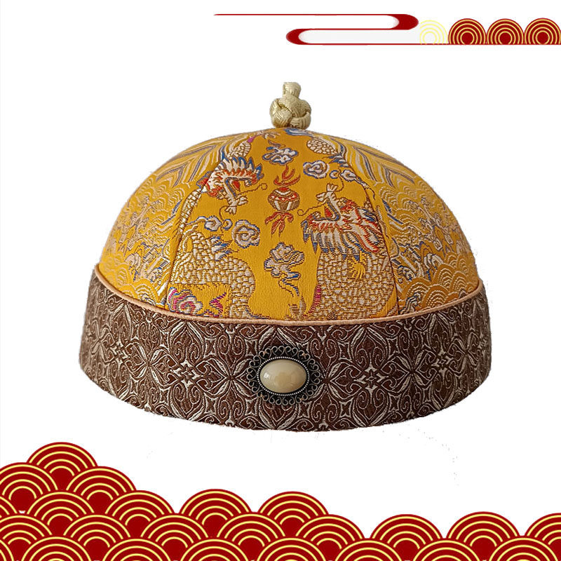 春秋四季中式男秀禾帽子瓜皮帽清朝地主王爷帽西瓜帽包头少爷暖帽