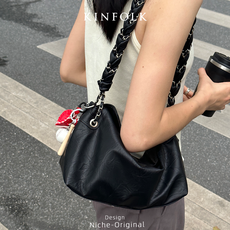 腋下包个性托特包麻花链条肩带复古通勤手抓纹单肩斜挎包质感柔软,淘宝优惠券,粉丝福利购,淘宝优惠卷