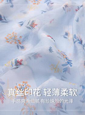 蓝色真丝面纱开车太阳面罩口罩女