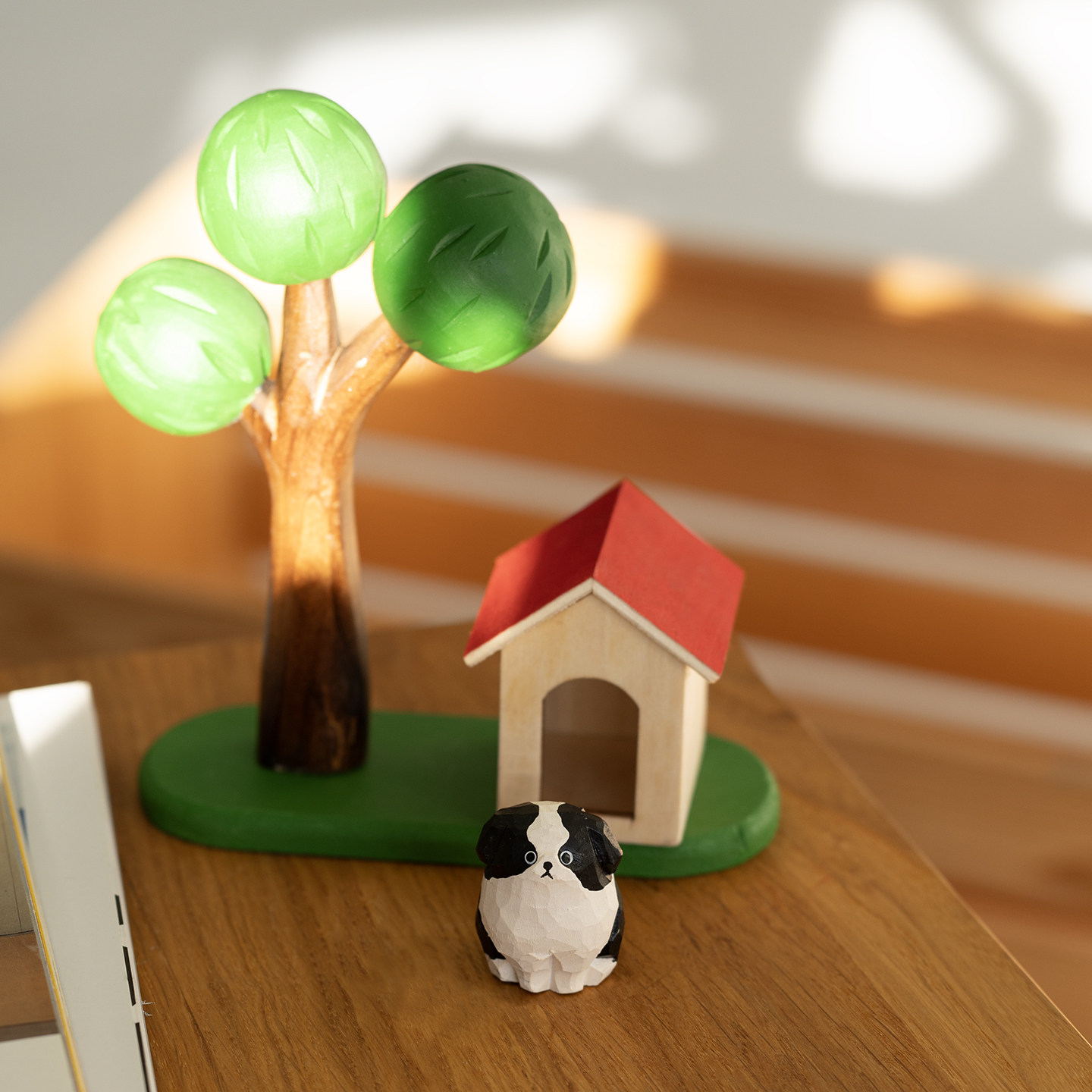 黑白小狗 边牧牧羊犬木雕摆件桌面装饰品治愈纯手工礼物礼品,淘宝优惠券,粉丝福利购,淘宝优惠卷