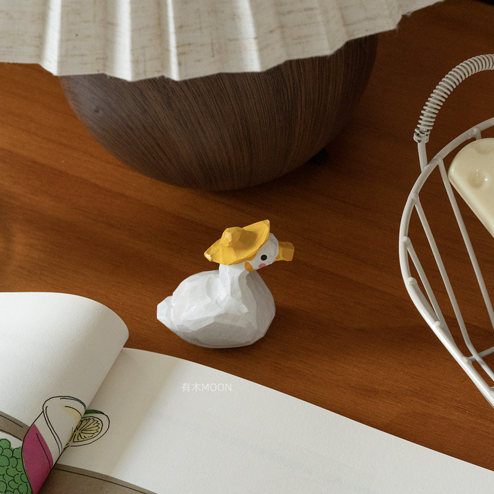 小黄帽鸭 迷你木雕摆件纯手工创意木雕钥匙扣桌面装饰礼物礼品,淘宝优惠券,粉丝福利购,淘宝优惠卷
