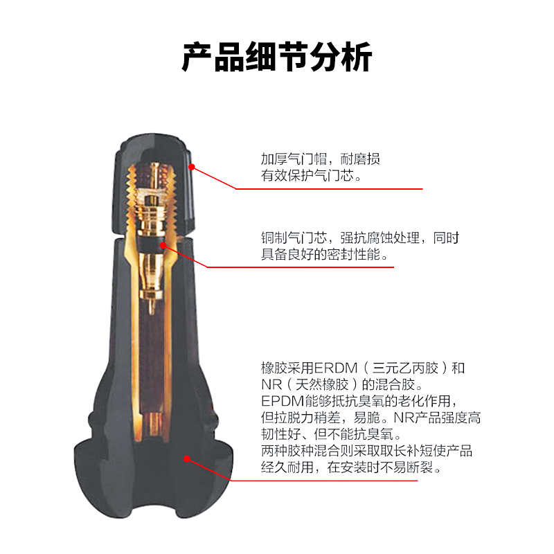 汽车真空胎气门嘴轮胎气嘴真空嘴橡胶气门嘴气门芯帽413 414嘴子 - 图3