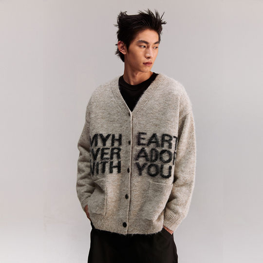 王橹杰同款COLDSTONE秋冬高级字母慵懒软糯毛衣复古针织开衫男女