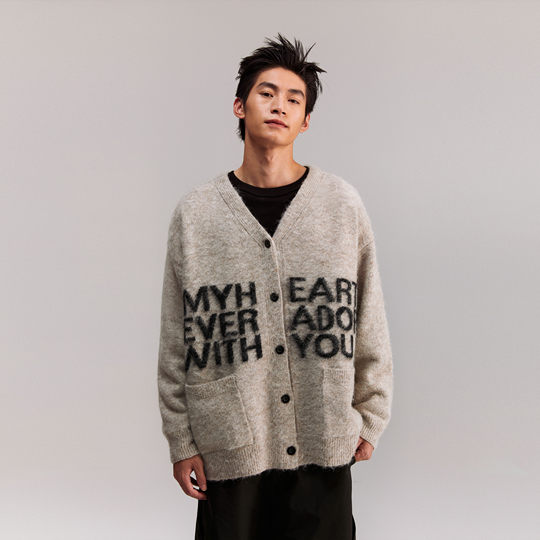 王橹杰同款COLDSTONE秋冬高级字母慵懒软糯毛衣复古针织开衫男女