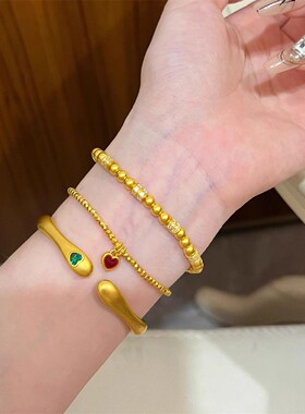 古法金圆珠镶钻小蛮腰手链