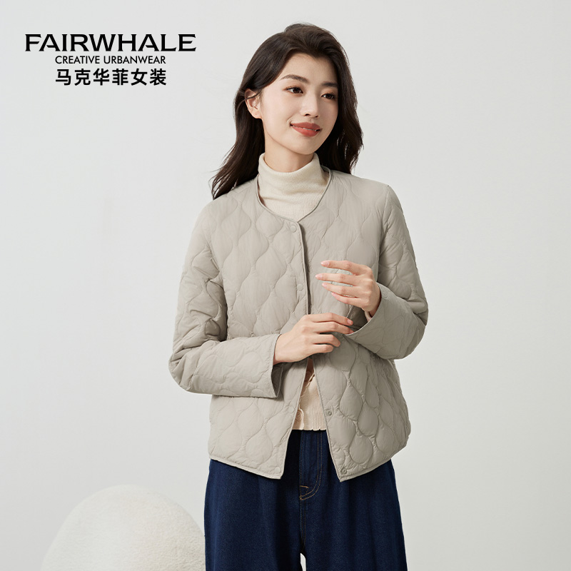 马克华菲羽绒服内胆女款2025冬季新款百搭圆领轻薄款外穿保暖外套