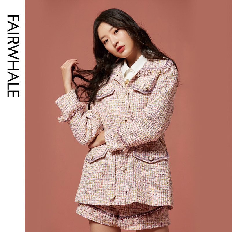 马克华菲女装2020秋新品小香风外套 马克华菲女装毛呢外套