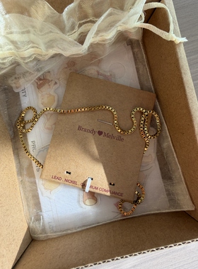 bm项链女新款方形盒子链不锈钢不掉色锁骨链简约百搭国内代购正品