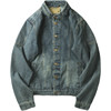 Stand collar spring and autumn casual retro distressed men's denim jacket