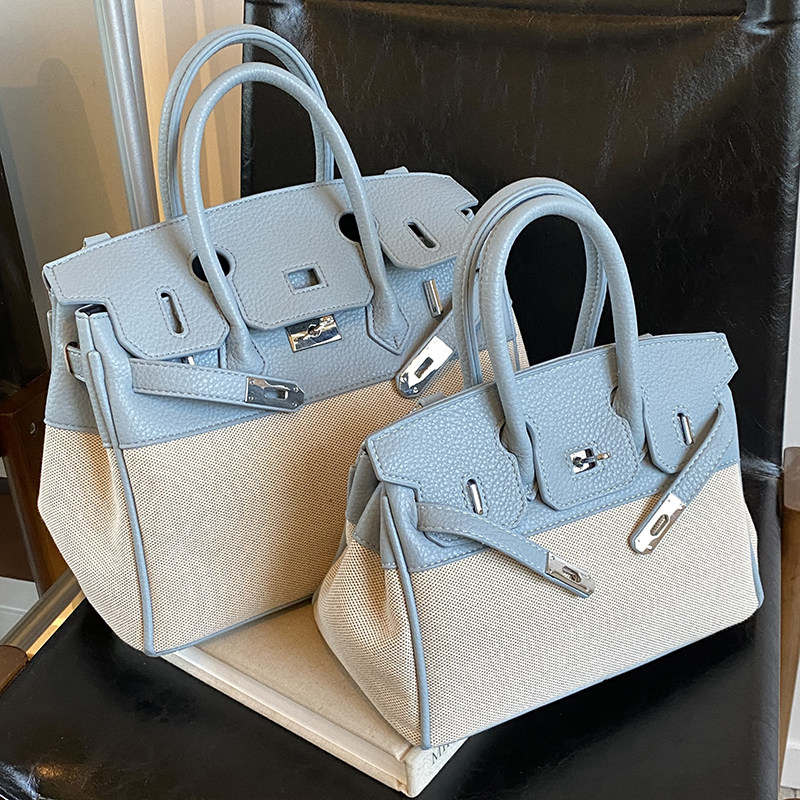 韩国高级感包包女包2025新款斜挎复古撞色铂金包大容量通勤手提包,淘宝优惠券,粉丝福利购,淘宝优惠卷