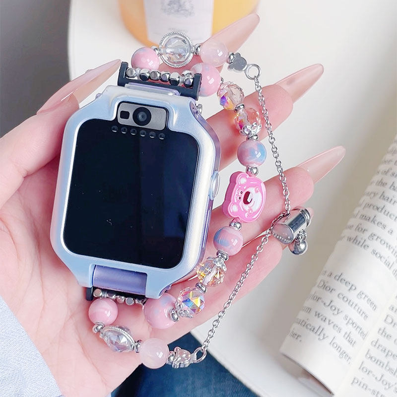 新品红色小熊diy手链适用华为儿童手表表带5X/5XPro/3Pro/4Pro/3X,淘宝优惠券,粉丝福利购,淘宝优惠卷