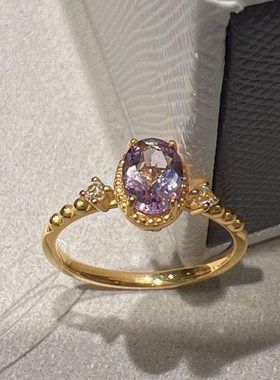 小红书爆款蔚粉藤萝紫戒指2024新款古法重工紫宝轻奢指环一件