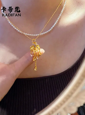 金店同款仿沙金白日焰火-星如雨绚丽烟花吊坠项链女时尚款锁骨链