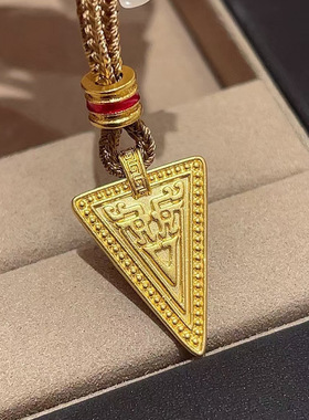 小红书爆款莫桑龙玄凤吊坠古法金色三角形满钻精致毛衣链一件