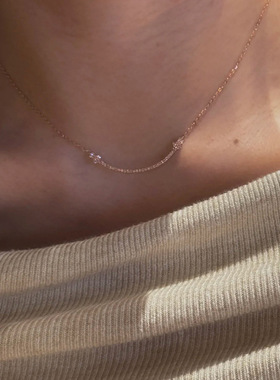 小红书爆款玫瑰金几何满钻精致锁骨链女高级感轻奢项链一件代发