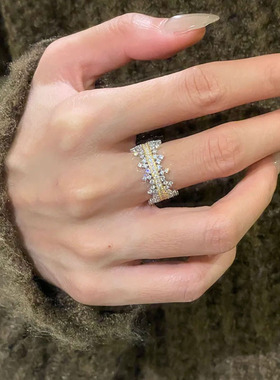 小红书爆款满天星排钻复古雪花蕾丝戒指女轻奢小众高级感一件