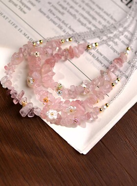 草莓晶项链春夏甜美水晶项链小清新冰透时尚不规则多巴胺彩色项链