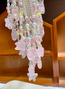 水晶项链粉晶海星毛衣链蔷薇石黄水晶配珠锁骨链海星水晶项链