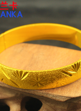 镀金镯子重 暗扣镀金手镯 时尚简约镀沙金手环星星手镯情人节礼物