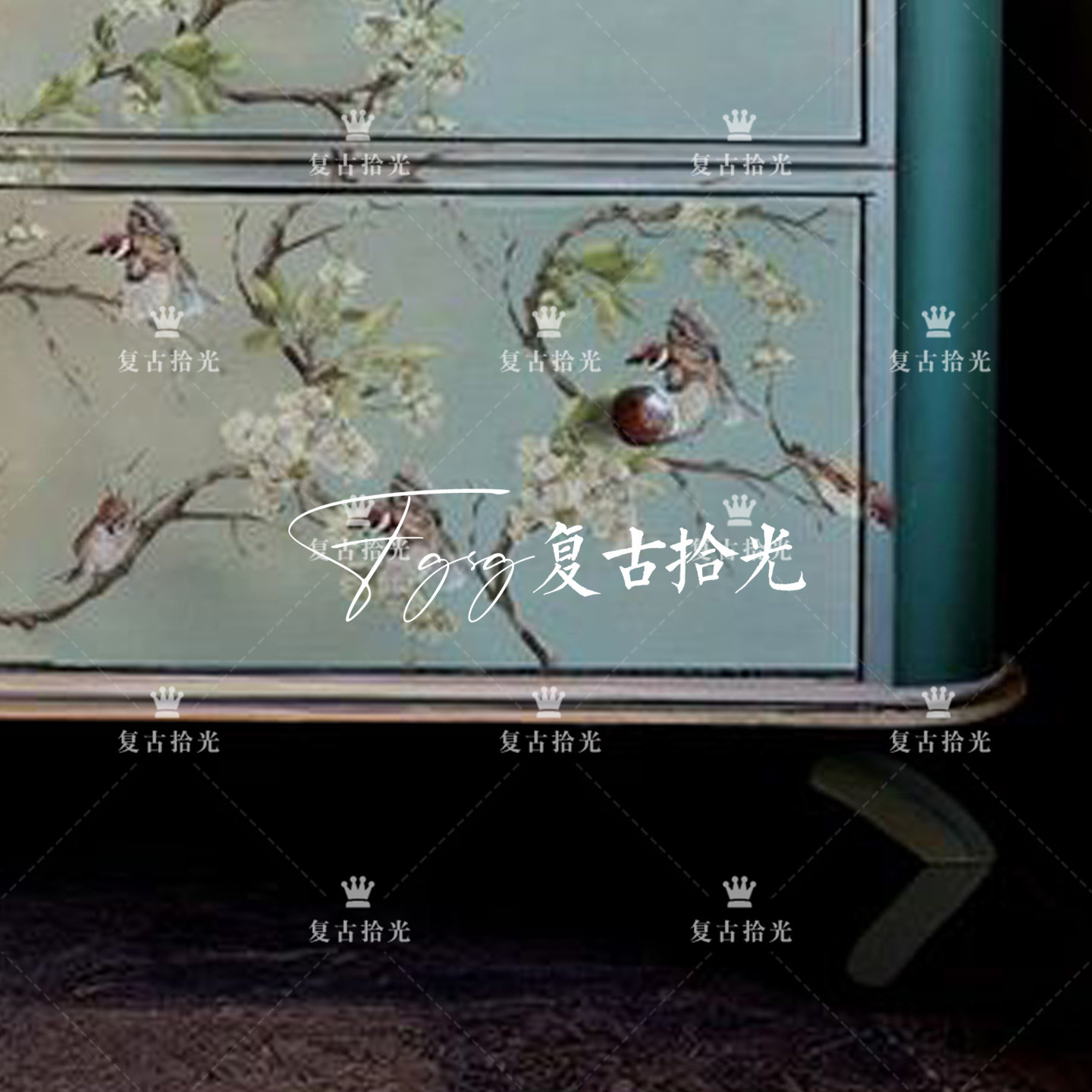 复古拾光 法式复古风花鸟图案实木玄关柜 斗柜 储物柜 家用装饰柜,淘宝优惠券,粉丝福利购,淘宝优惠卷