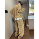 Dannyandzee spring retro washed biscuit color khaki plaid canvas scimitar pants men's overalls INS