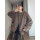 Dannyandzee spring retro cashew flower turquoise buckle contrast jacquard collarless woolen jacket for men