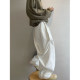 Dannyandzee spring retro versatile washed old loose white overalls men's straight pants INS