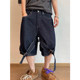 Dannyandzee summer retro all-match loose silhouette denim color double ribbon denim shorts five-quarter pants for men