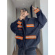 Dannyandzee spring retro street original cow color reflective strips spliced ​​three-dimensional pocket jacket men's INS