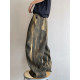 Dannyandzee spring retro army green camouflage tie-dyed twill canvas wide-leg overalls men's trousers INS
