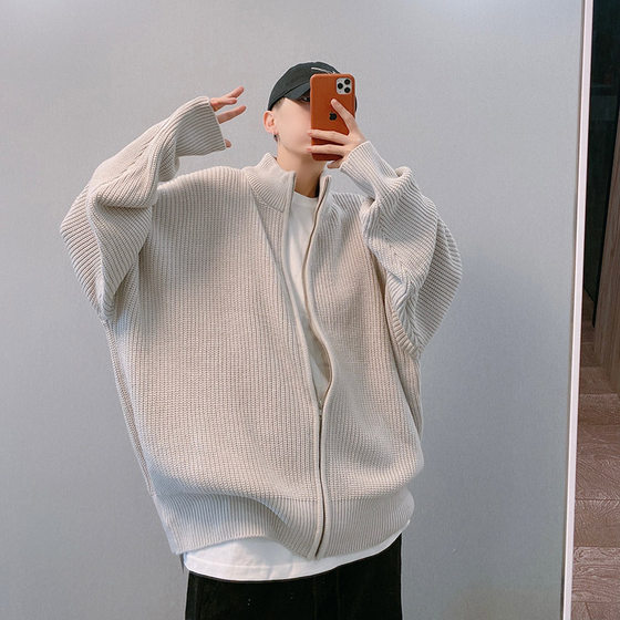 Spring high-street off-shoulder zipper cardigan jacket