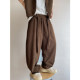 Dannyandzee spring retro chestnut brown thick strips drape corduroy ribbon machete pants casual pants
