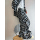 Dannyandzee spring retro all-match loose big pocket black and white woven plaid trousers men's floor mopping pants