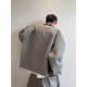 Dannyandzee spring retro cement gray leopard print material splicing reversible warm jacket for men