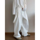 Dannyandzee spring retro versatile washed old loose white overalls men's straight pants INS