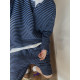 Dannyandzee spring retro all-match lazy blue and black henley collar long-sleeved shorts striped suit for men INS