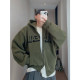 Dannyandzee winter retro thickened double-sided brushed warm hooded zipper letter sweatshirt jacket for men INS