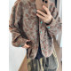 Dannyandzee spring retro cashew flower turquoise buckle contrast jacquard collarless woolen jacket for men