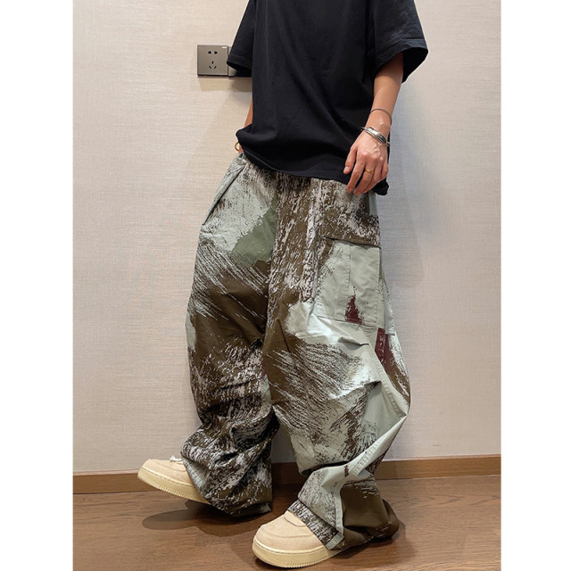 Big flower graffiti wide leg overalls