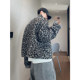 Dannyandzee spring retro cement gray leopard print material splicing reversible warm jacket for men