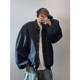 Retro exaggerated puff sleeves and velvet lapel coach jacket