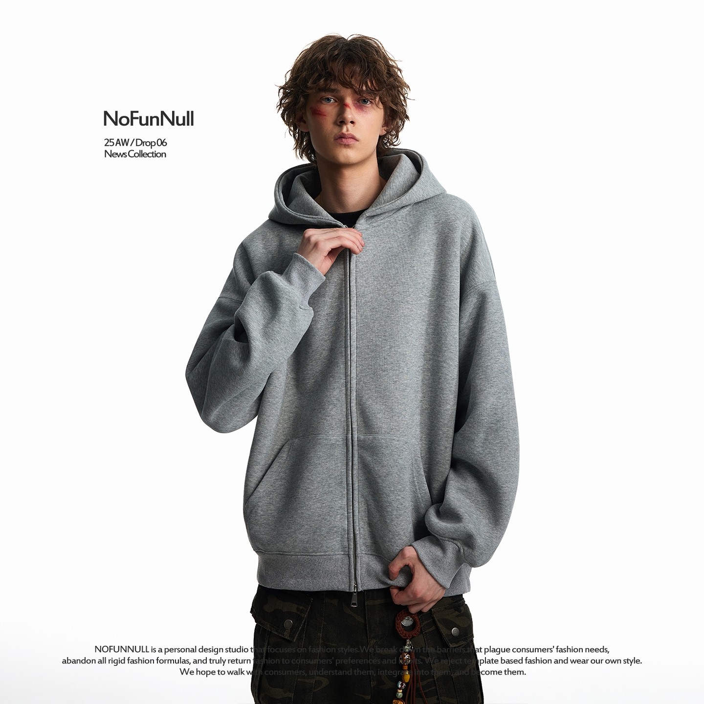 NOFUNNULL 400g重磅美式基础款连帽双拉链卫衣男女秋宽松硬挺外套,淘宝优惠券,粉丝福利购,淘宝优惠卷